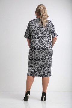 Черное платье из трикотажа прямого силуэта с разрезами Ивелта плюс 1829 - фото 2