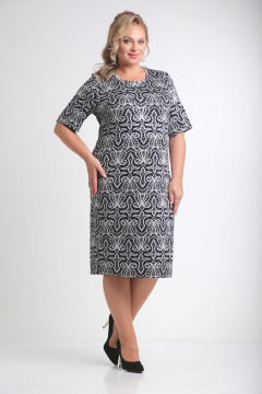 Черное платье из трикотажа прямого силуэта с разрезами Ивелта плюс 1829 - фото 3