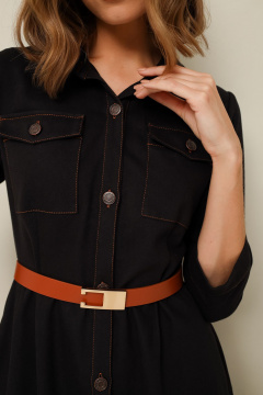 Джинсовое платье с воротником и ремнем для повседневного образа PUR PUR 11-320/2 - фото 3