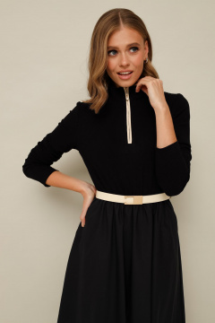 Платье из трикотажа и текстиля с удлиненной юбкой и ремнем PUR PUR 11-323 - фото 4