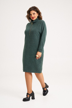 Демисезонное миди платье из трикотажа с длиной рукава и стойкой воротником Almirastyle 383 - фото 1