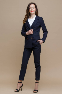 Синий классический костюм из текстиля с зауженными брюками Domna 16062 - фото 3