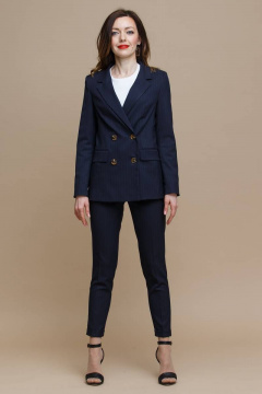 Синий классический костюм из текстиля с зауженными брюками Domna 16062 - фото 2