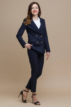 Синий классический костюм из текстиля с зауженными брюками Domna 16062 - фото 1