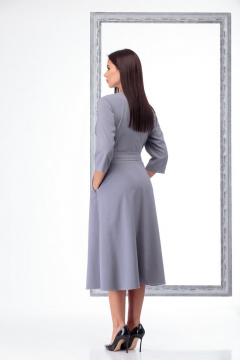 Классическое платье полусолнце из текстиля с гофре и поясом Angelina & Сo 460 - фото 4