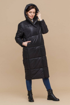 Демисезонное пальто oversize из плащёвой ткани Domna 8325 черный(170) - фото 1