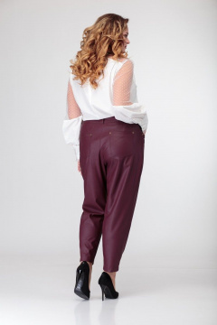 Белая блуза с кружевными кокетками и тонкой сеткой Anelli 845 белый_гипюр - фото 3