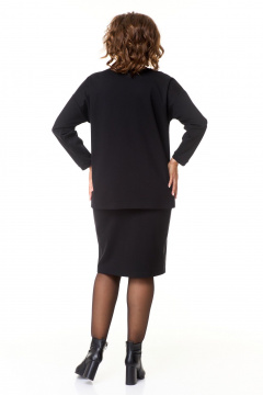 Демисезонный костюм юбка и джемпер с кожаной отделкой T&N 7570 черный - фото 5