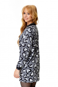 Аутентичное платье-свитер из трикотажа с длинным рукавом и круглым вырезом T&N 7575 «сердце»меланж_серый - фото 4