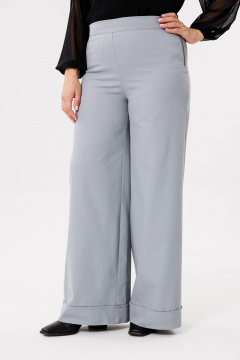 Демисезонные брюки-палаццо из хлопка с эластичным поясом и широким краем Michel chic 829 графит - фото 2
