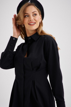 Платье-рубашка приталенное из плотного хлопка, универсальный стиль EZER 1503 черный - фото 4