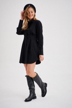 Платье-рубашка приталенное из плотного хлопка, универсальный стиль EZER 1503 черный - фото 3