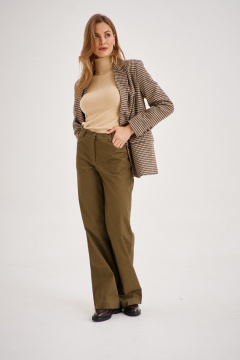 Костюм женский приталенный английский жакет и классические брюки EZER 2100 бежевый/хаки - фото 4