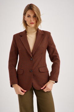 Костюм женский клетчатый жакет и прямые брюки хлопок EZER 2101 рыжий/хаки - фото 5