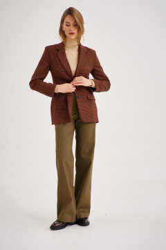 Костюм женский клетчатый жакет и прямые брюки хлопок EZER 2101 рыжий/хаки - фото 4