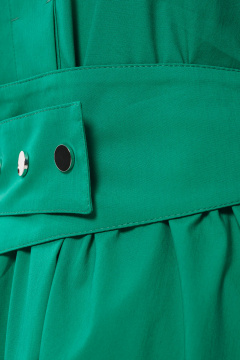 Платье повседневное из хлопка с поясом и прорезными карманами Панда 141883w зеленый - фото 2