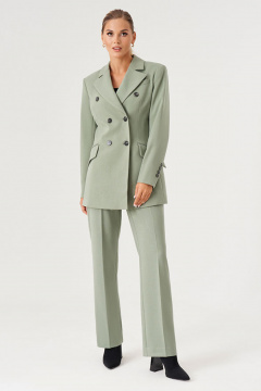 Жакет женский двубортный из шерстяного твида для делового образа Панда 187430w оливковый - фото 1
