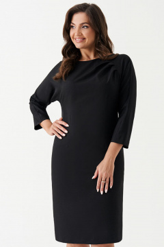Платье из поливискозной ткани с шлицей и талиевыми вытачками Панда 188280w черный - фото 2