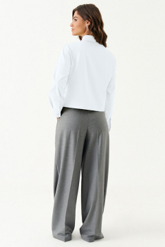 Блуза женская из текстиля с воротником и пуговицами на каждый день Панда 191440w белый - фото 2