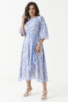 Платье прямого силуэта с натуральной вискозной подкладкой и поясом Панда 202580w голубой - фото 1