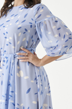 Платье прямого силуэта с натуральной вискозной подкладкой и поясом Панда 202580w голубой - фото 3