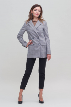 Деловой и повседневный серый двубортный пиджак из твида Domna 8419.164 серый - фото 2