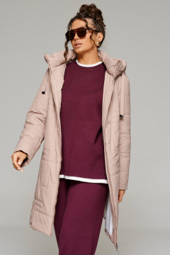 Пальто демисезонное прямое с капюшоном и карманами Beautiful&Free 6238 бежевый - фото 5