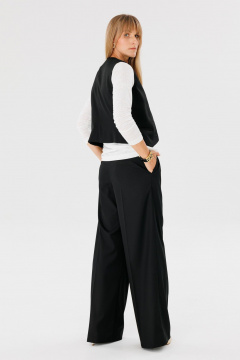 Классические брюки Палаццо из текстиля для делового образа FAMA 24035-1 чёрный - фото 5