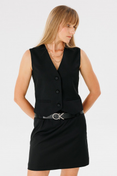 Черный жилет из поливискозы с имитацией карманов FAMA 24038-1 чёрный - фото 3