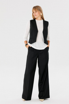 Черный жилет из поливискозы с имитацией карманов FAMA 24038-1 чёрный - фото 2