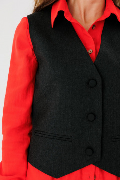 Черный жилет из поливискозы с имитацией карманов FAMA 24038-3 графит - фото 5