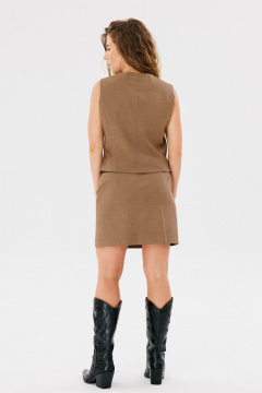 Мини-юбка с талиевыми вытачками из поливискозы FAMA 24036-2 коричневый - фото 4