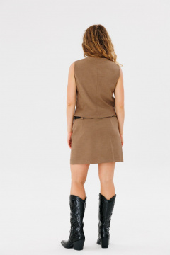 Мини-юбка с талиевыми вытачками из поливискозы FAMA 24036-2 коричневый - фото 3