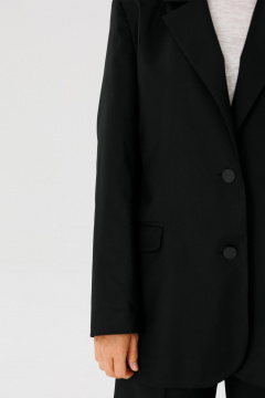 Оверсайз жакет из текстиля с прорезными карманами FAMA 24037-1 чёрный - фото 5