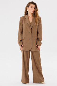 Деловой оверсайз жакет из поливискозы с карманами FAMA 24037-2 коричневый - фото 3