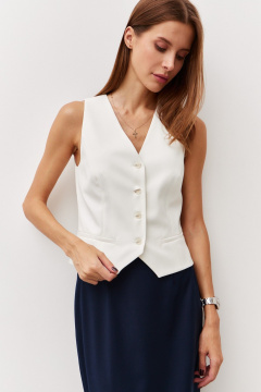 Деловой белый жилет из текстиля для гардероба Luitui R3010 молочный - фото 2