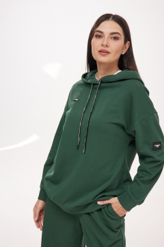 Двойка из трикотажа: брюки-палаццо и удлиненное худи Твой имидж 1986 бутылочная_зелень - фото 5