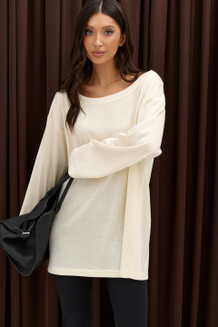 Молочный трикотажный джемпер с объемным вырезом ANNETE A998 - фото 4