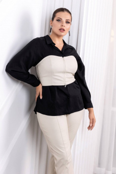 Бежевый кожаный топ с застежкой на тесьму ASV 2750 бежевый - фото 1