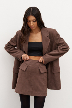 Юбка из искусственной замши полуприлегающая А-силуэт коричневая ANNETE A1279/3 - фото 2