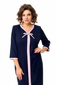 Платье из текстиля с рукавом 3/4 и контрастными деталями VI ORO VR-1146 сине-розовый - фото 5