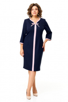 Платье из текстиля с рукавом 3/4 и контрастными деталями VI ORO VR-1146 сине-розовый - фото 2