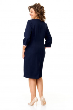 Платье из текстиля с рукавом 3/4 и контрастными деталями VI ORO VR-1146 сине-розовый - фото 4