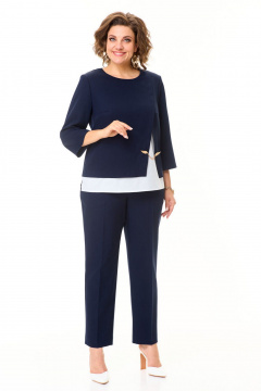 Комплект блузон, брюки и топ из текстиля с оригинальным вырезом VI ORO VR-1148 королевский_синий - фото 3