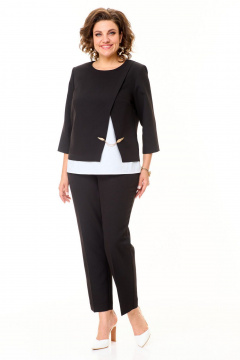 Блуза, брюки и топ из текстиля с асимметричным дизайном VI ORO VR-1148 черный - фото 5
