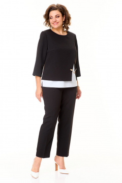 Блуза, брюки и топ из текстиля с асимметричным дизайном VI ORO VR-1148 черный - фото 4
