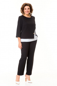 Блуза, брюки и топ из текстиля с асимметричным дизайном VI ORO VR-1148 черный - фото 2