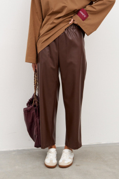 Брюки прямого кроя из эко-кожи укороченные ANNETE A1339 - фото 4