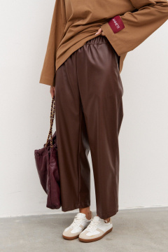 Брюки прямого кроя из эко-кожи укороченные ANNETE A1339 - фото 3