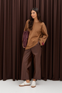 Брюки прямого кроя из эко-кожи укороченные ANNETE A1339 - фото 1